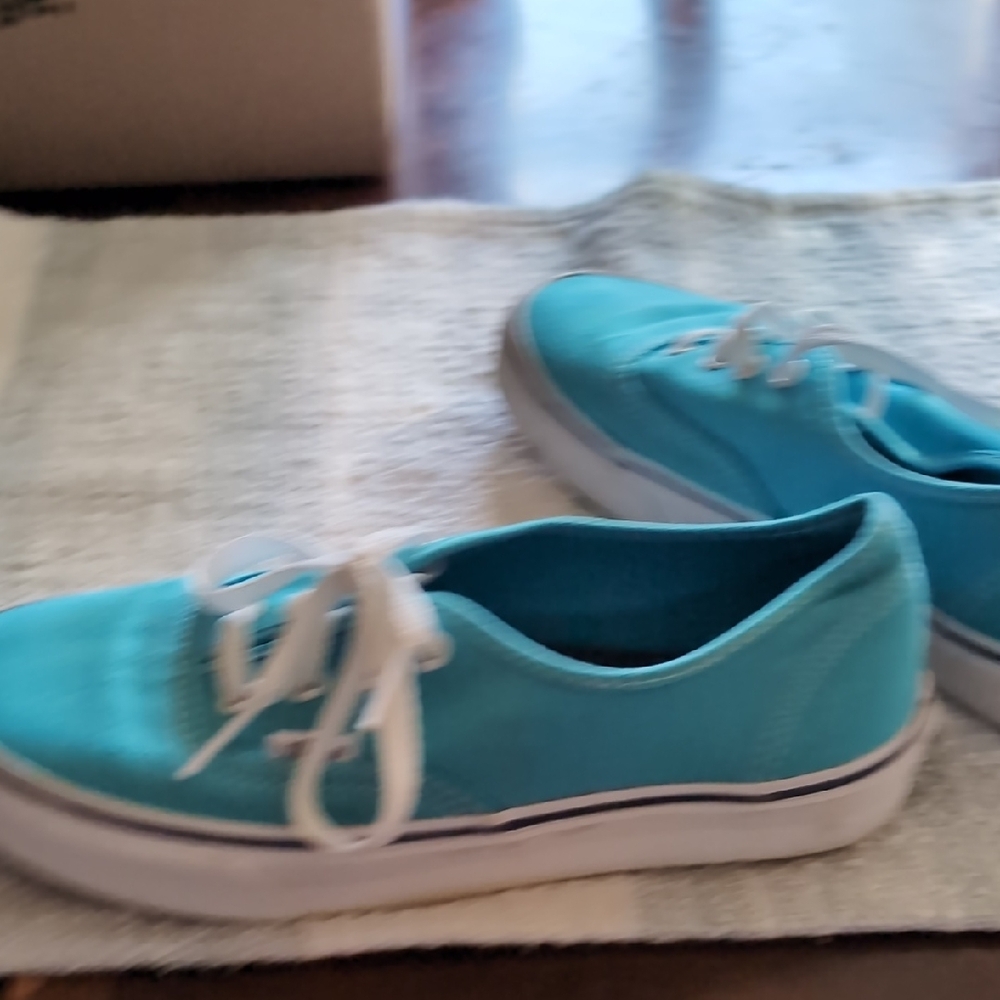 Vans Blue and White Canvas Sneakers Classic Lace-Up - Picture 8 of 12